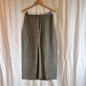 Eileen Fisher Italian Fabric Grey Merl Midi Straight Long Slit Skirt